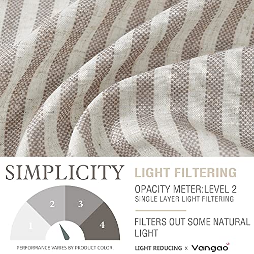 Vangao Taupe Grey Stripe Linen Tiers Curtains 36 Inch Farmhouse 2 Panels - color: Boxter Striped| Taupe Grey on Beige, size: 26"W x 36"L (Pack of 2)