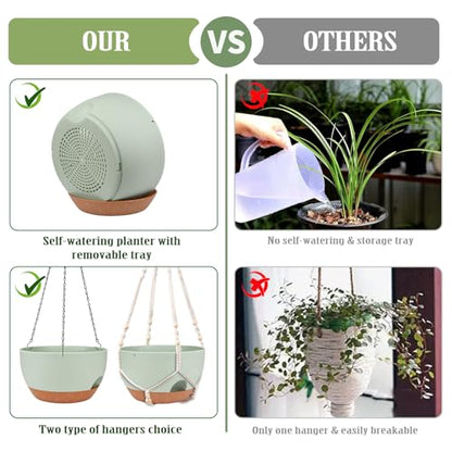 Self Watering Hanging Planters 2 Pcs,12Inch Hanging Basket for Plants,Green - color: Green, size: 12 Inch
