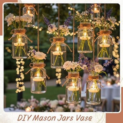 12 Pack Mason Jar Vases for Centerpieces, Clear Glass Flower Vase - color: Transparent