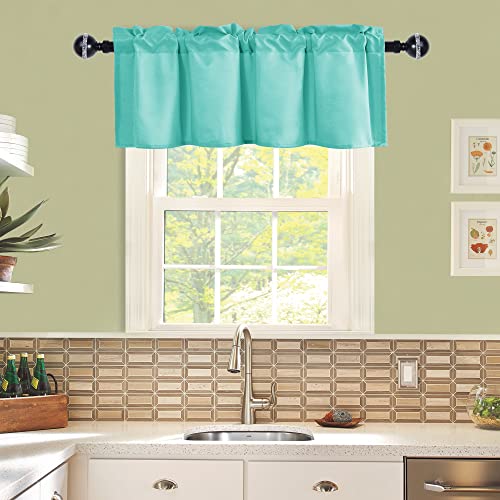 JIUZHEN Aqua Valance Curtains for Window 1 Panel, 42 x 12 Inches - color: Aqua, size: 42"W x 12"L (Pack of 1)