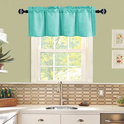 JIUZHEN Aqua Valance Curtains for Window 1 Panel, 52 x 18 Inches - color: Aqua, size: 52"W x 18"L (Pack of 1)