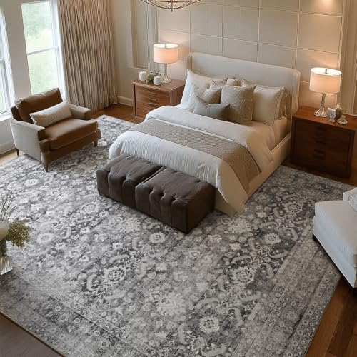 Washable 9x12 Area Rugs for Living Room, Charcoal/Grey - color: Charcoal/Grey, size: 9' x 12' (Rectangular)