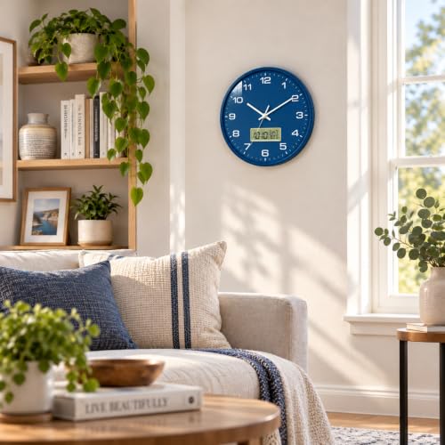 12 Inch Analog & Digital Wall Clock with Date for Office & Home