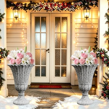 NicBex 24" Tall Urn Planters for Outdoor Plants Set of 2 - Grey Petal - color: Heather Grey - Colorful
