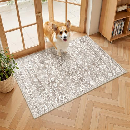 Soalmost 2x3 Area Rugs for Entryway, Washable Neutral Soft Rug Light Brown - color: Light Brown, size: 2' x 3' (Rectangular)