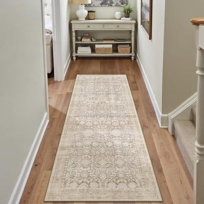 Beige 2x5 Runner Rug Neutral Distressed Carpet - color: Accent | Beige, size: 2' x 5' (Runner)