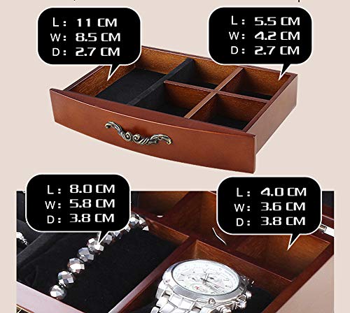 Solid Wooden Jewellery Box Jewelry Storage Box Organizer for Earring Bracelet Gift for Women Girlfriend Birthday Aniversary (Middle)