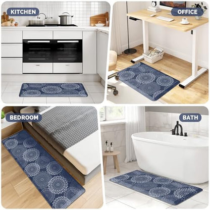 Kitchen Mat Water-Resistant Kitchen Rugs Cushioned Anti-Fatigue Floor Mat - color: Blue, size: 39"L x 17.3"W x 0.5"Th