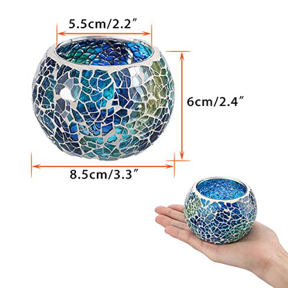 OwnMy 6PCS Mosaic Glass Tea Light Holders Round Bowl Votive Candle Holders - color: Multicolor Set