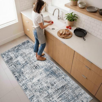 2x6ft Abstract Carpet Runners for Hallway: Machine Washable Area Rug Blue - color: Blue, size: 2' x 6' (Runner)