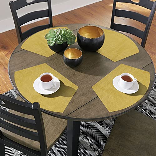 SHACOS Round Table Placemats Wedge Placemat Set of 4 Non Slip Heat Resistant Woven Vinyl Metallic Golden Table Mats Wipe Clean Indoor Outdoor (4, Gold) - color: Gold