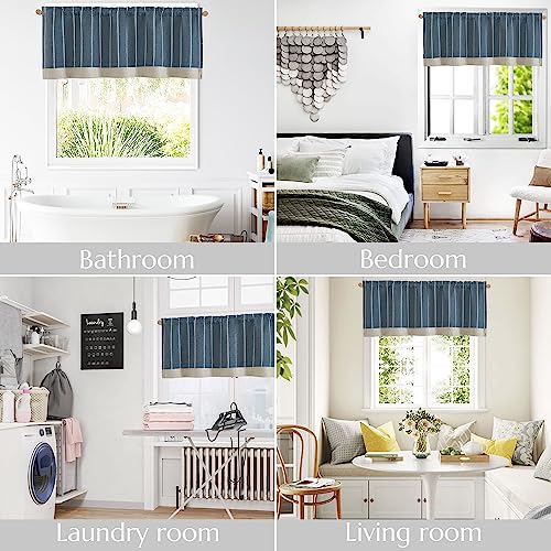 jinchan Striped Linen Valance Blue Farmhouse 18 Inch 1 Panel - color: Nautical Striped Blue, size: 50"W x 18"L (Pack of 1)