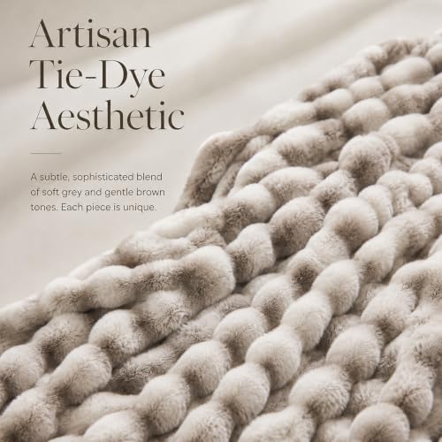 Faux Fur Throw Blanket for Couch, 50"x60" Double-Sided Soft Bubble Blanket - color: Gray Brown, size: Throw 50"x60"