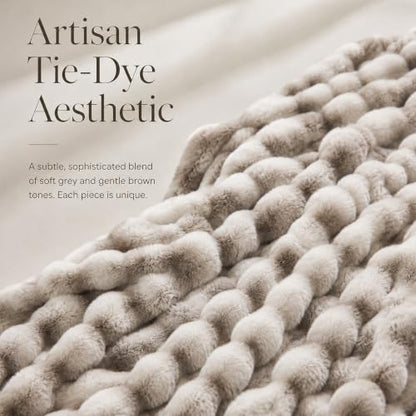 Faux Fur Throw Blanket for Couch, 50"x60" Double-Sided Soft Bubble Blanket - color: Gray Brown, size: Throw 50"x60"