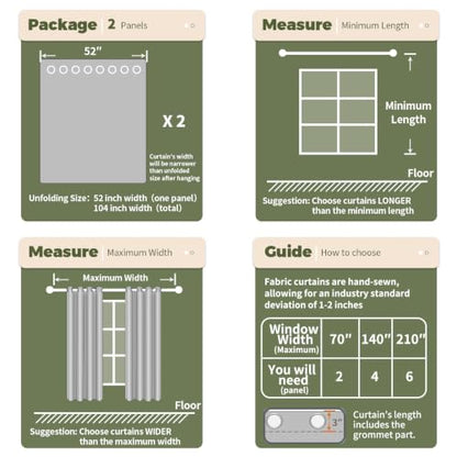 BGment Green Leaf Curtains for Living Room 84 inches Long - 2 Panels - color: Green, size: 52"W x 84"L (Pack of 2)