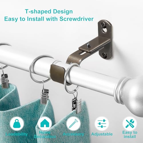 Adjustable Curtain Rod Brackets, Metal Window Drapery Rod Hanger Holders Hooks for 1 inch Rods (Brown, Set of 2) (Pack of 2) - color: Brown, size: Set of 2 (Pack of 2)