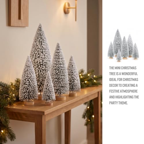 6 Pack Snow Flocked Christmas Trees, Mini Tabletop Christmas Tree Decor - color: Snow Flocked