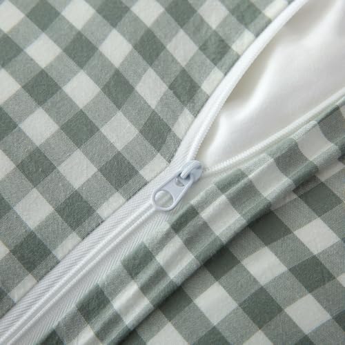 Mywinlle Dusty Green Gingham Plaid Ruffle Throw Pillow Covers 18"x18" - color: Dusty Green, size: 18" x 18" (Pack of 2)
