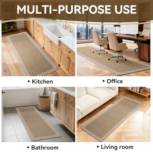 Kitchen Rugs, Non Slip Rubber Backing Kitchen Mat, 17"x30", Brown - color: Brown, size: 17"x30"