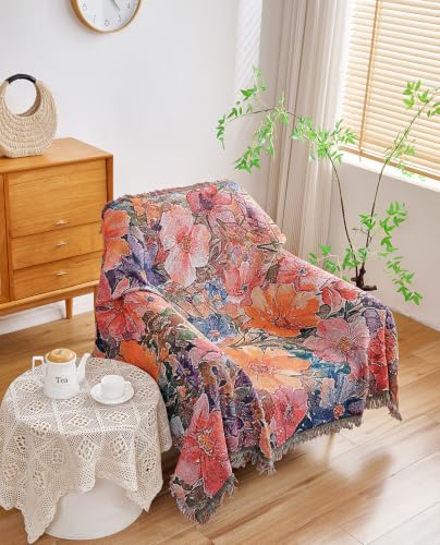 Erke Boho Throw Blanket Cushion Cover Sheet Blanket Chair Recliner Cover Rug Hanging Tapestry Furniture Slipcover (Daisy, 50" X 70") - color: Daisy