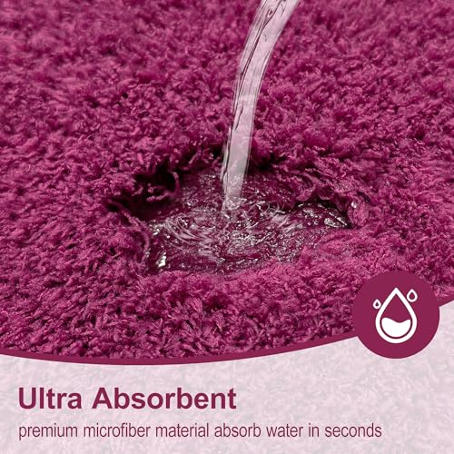 Toilet Rugs U-Shaped 24"x20", Absorbent Contour Bath Rug,Burgundy - color: Burgundy, size: 24" x 20"(U-Shape)