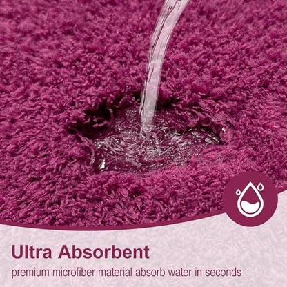 Toilet Rugs U-Shaped 24"x20", Absorbent Contour Bath Rug,Burgundy - color: Burgundy, size: 24" x 20"(U-Shape)