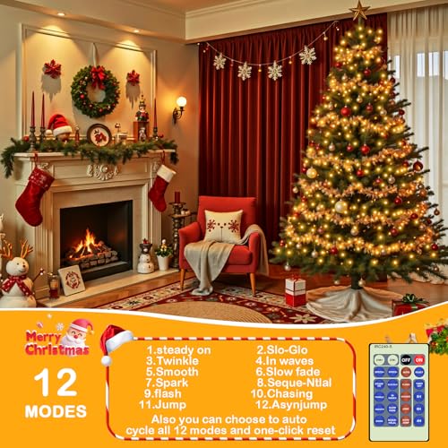 Decute 164FT 500LED Christmas Fairy String Lights Dimmable with Remote Control Copper Wire Starry Lights with UL Cerficated Decorative for Party Wedding Bedroom Christmas Tree Warm White - color: Warm White, size: 164 Feet