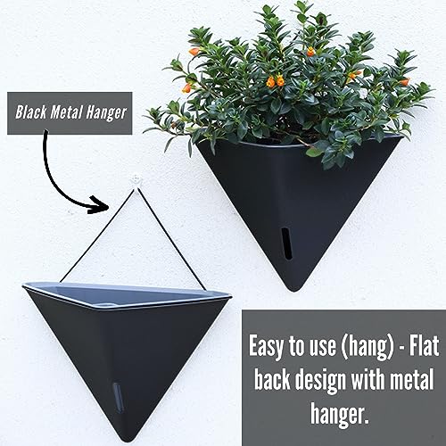 LaLaGreen Wall Planter for Indoor (12in, 4 Pack) Large Self Watering Plants - color: Black X 4 Pack