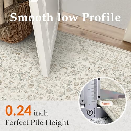 PureCozy 4x6 Taupe Area Rug Washable Non Slip Vintage Carpet Living Room - color: Taupe Multi, size: 4' x 6' (Rectangular)