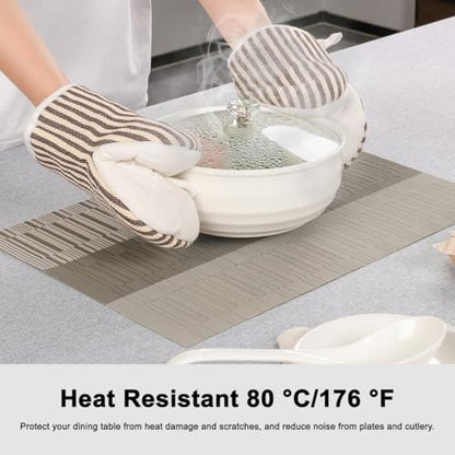 Placemats Set of 6, Vinyl Woven Heat-Resistant Place Mats - color: Gray Dark Gray, size: Set of 6
