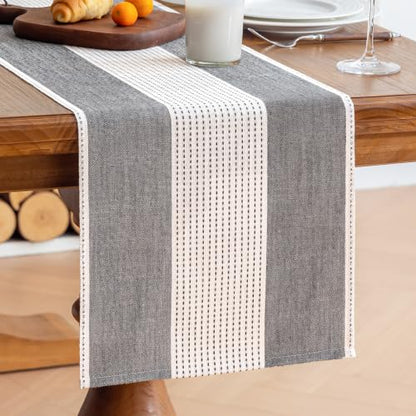 Line Macrame Table Runner, Black Table Runners 36 Inches Long - color: Black, size: 13"x36"