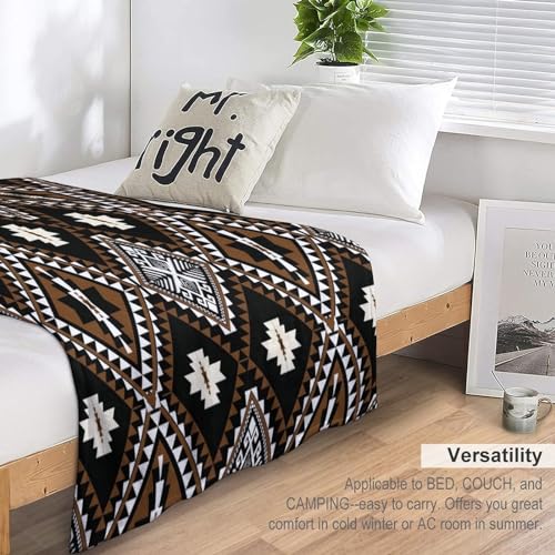 Rustic Western Throw Blanket, Southwestern Bohemian Ethnic Style Native Aztec Pattern Flannel Blanket for Sofa Bed, All Seasons 30"x40" - color: Aztec-4, size: 30"x40"