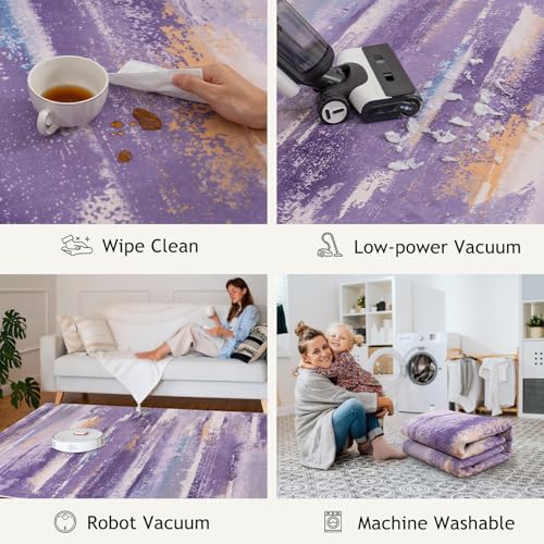 9x12 Area Rugs for Living Room, Modern Abstract Rugs, Purple - color: Purple, size: 9' x 12' (Rectangular)