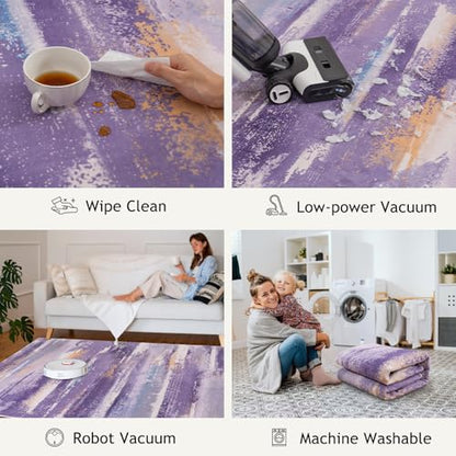 9x12 Area Rugs for Living Room, Modern Abstract Rugs, Purple - color: Purple, size: 9' x 12' (Rectangular)
