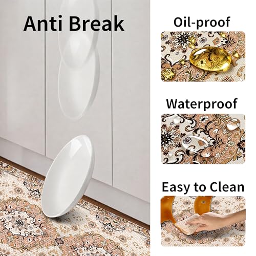 Kitchen Rugs for Floor 2 Pcs Memory Foam Padded Anti Fatigue Kitchen Mat - color: Bohemia
