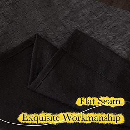 NICETOWN Black Curtains Semi Sheer Linen Texture, Rod Pocket & Back Tab Sheer Linen Blend Window Drapes Aesthetic Privacy with Light Through for Boys Bedroom/Living Room, W52 x L84, 2 Pieces - color: Black, size: 52"W x 84"L (Pack of 2)