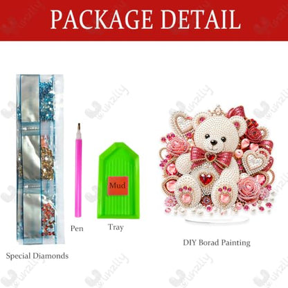 Yunzlly Stand Up Diamond Art Painting Kit, Desktop Gem Painting Ornament Kit for Adults, Tabletop Acrylic Diamond Board Painting (Bear) - color: Bear