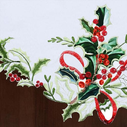 Grelucgo Embroidered Rod Pocket Kitchen Window Curtains Valance 58×14 Inches for Christmas Holidays (Holly Leaves) - color: Holly Leaves