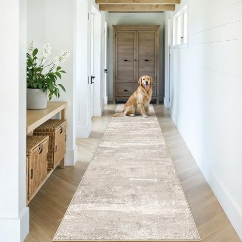 Washable Kitchen Runner Rug 2'6x12 - Indoor Non Slip Stain Resistant Carpet for Hallway Entryway Living Room Low Pile Long Rugs Ultra Soft Home Decor Floor Mat for 20-45yr Marrierd Women 2'6x12 Beige - color: Beige, size: 2'6" x 12' (Runner)