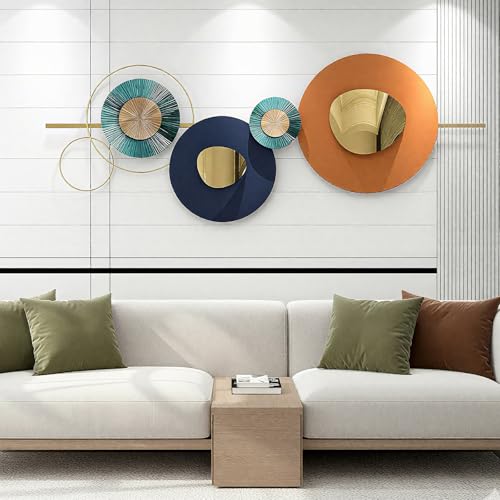 Lucky Monet Large Wall Decor for Living Room, Modern Metal Wall Art, 3D Geometric Round Wall Sculpture 59"x23" Wall Hanging Artwork Decoration for Dinning Room Bedroom Entryway - color: Style 1