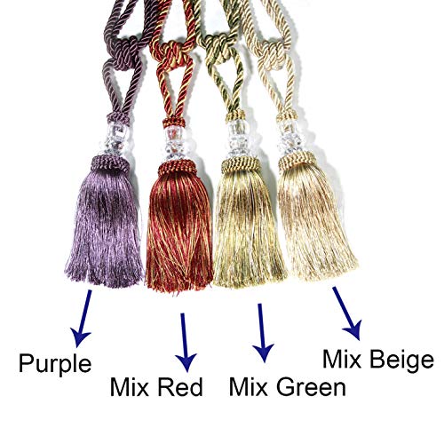 BEL AVENIR 2 Pack Curtain Tiebacks Hand-Woven Holdbacks Tassels Tiebacks - color: Mix Green, size: 2 Pack