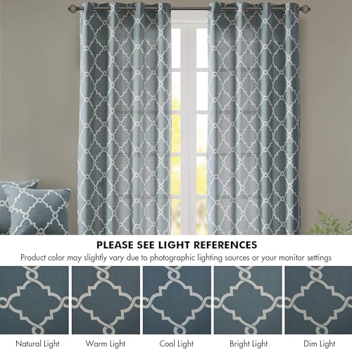 Madison Park Fretwork Print Window Curtain 1 Panel, 50x63 Blue/White - color: Blue/White, size: 50"W x 63"L (Pack of 1)