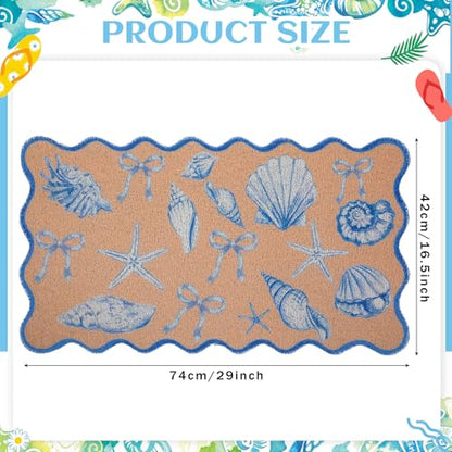Dunzy Coastal Door Mat Outdoor Scalloped Beach Welcome Mat for Front Door - style: Shell