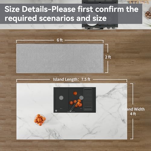 YDKGL Kitchen Runner Rug Mat Non Slip Hallway Runner Washable Gray 2x6 ft - color: A- Light Grey, size: 2' x 6'