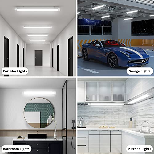 Airand Utility LED Shop Light Fixture 2PCS 4FT Linkable Plug in LED Tube Light for Kitchen Bathroom Garage Basement Office, Long LED Shoplight, Corded Electric with ON/Off Switch, IP66 Waterproofing - size: 4FT/2PCS