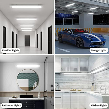 Airand Utility LED Shop Light Fixture 2PCS 4FT Linkable Plug in LED Tube Light for Kitchen Bathroom Garage Basement Office, Long LED Shoplight, Corded Electric with ON/Off Switch, IP66 Waterproofing - size: 4FT/2PCS