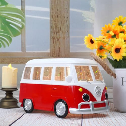 Bus Snow Globe with 6H Timer and Swirling Glitter, USB & Battery Powered, Night Light Snowglobes Statue for Home & Office, Gift Idea (Bus) - color: Bus