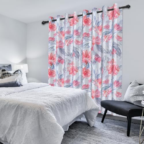 Blackout Boho Floral Curtains for Bedroom Living Room, 52Wx84L - color: Abstract Floral