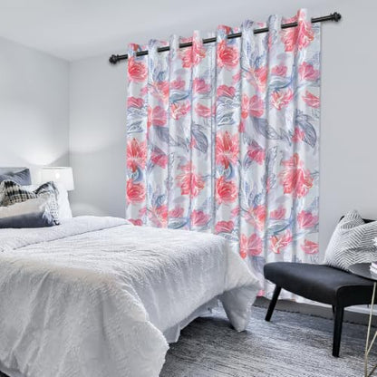 Blackout Boho Floral Curtains for Bedroom Living Room, 52Wx84L - color: Abstract Floral