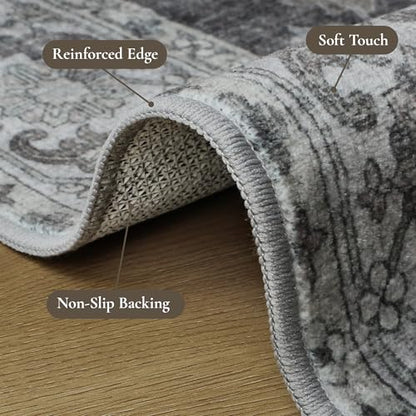 GENIMO 2.5x8 Non Slip Runner Rug, Washable Lightweight Hallway Charcoal - color: Charcoal, size: 2'6" x 8' (Rectangular)